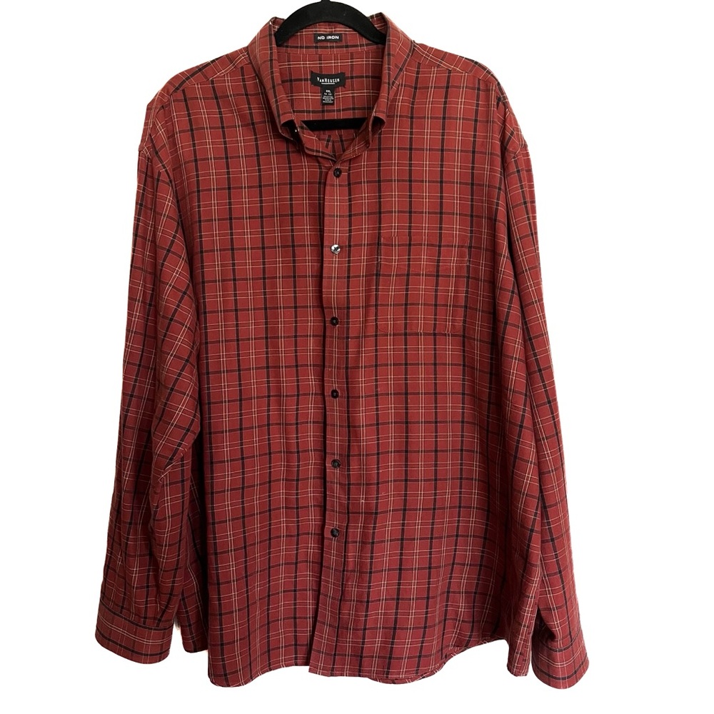 Van Huesen Men’s long sleeve button down shirt size XXL Neck 18-18.5 Plaid